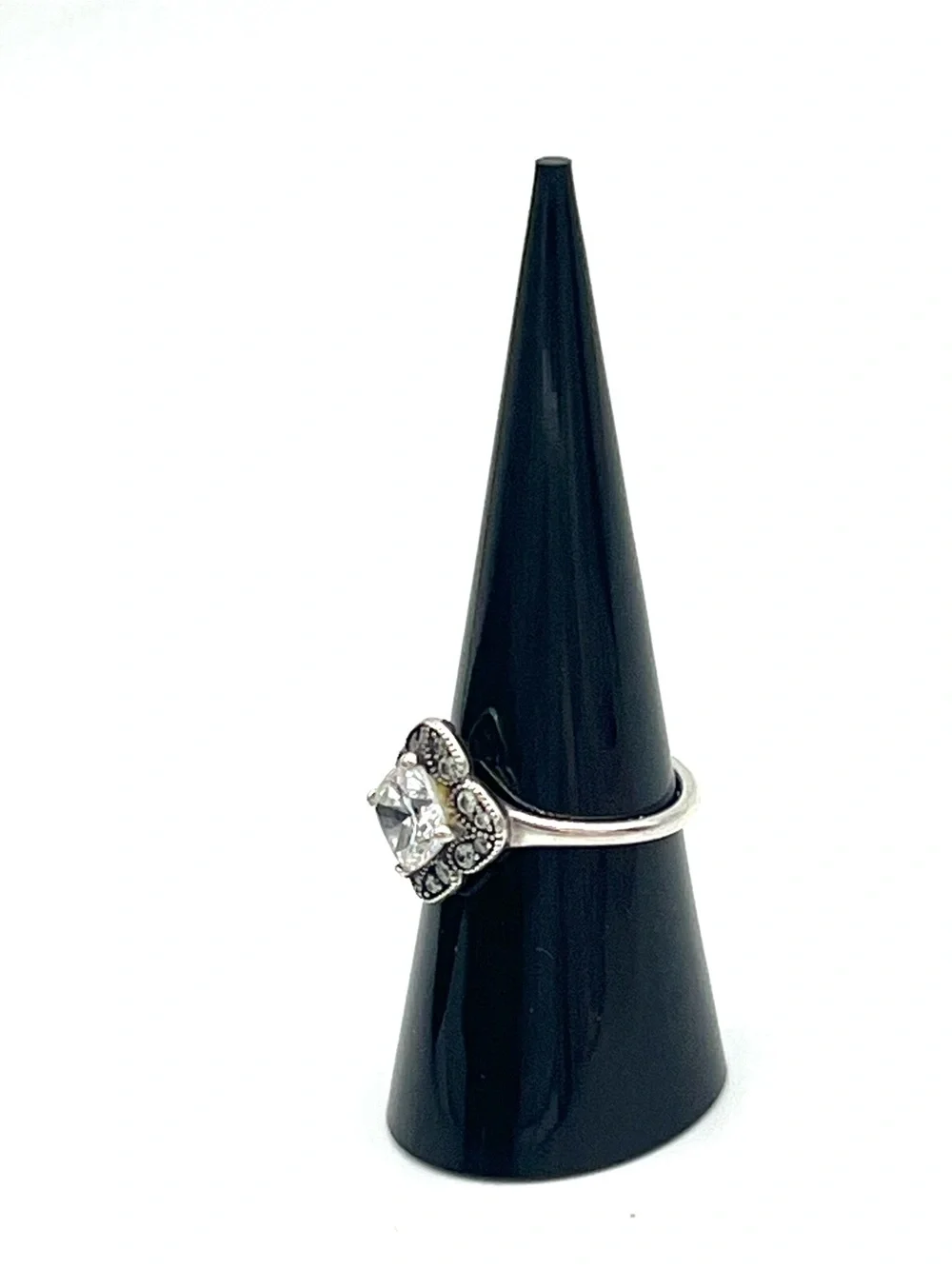 Pandora Art Deco Style Vintage Filigree Halo Ring - Sterling Silver CZ